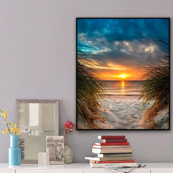 Sunset Seascape Living Room Decorative Painting Full Drill - Image 2