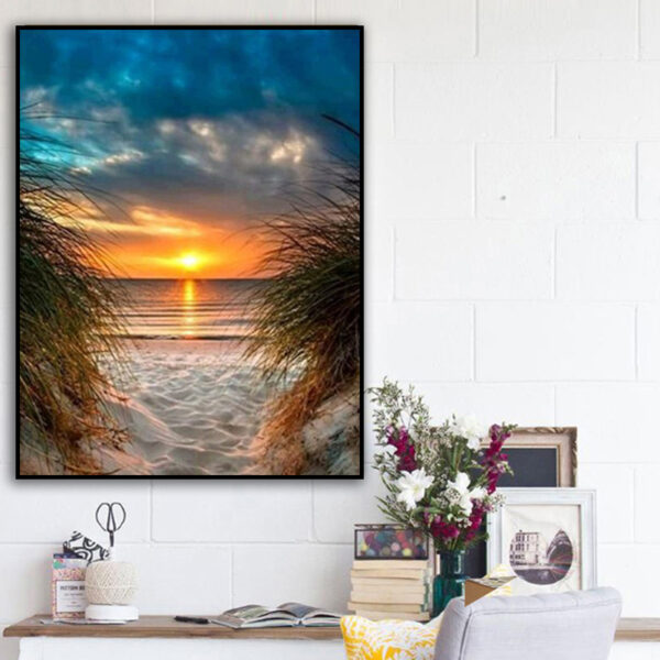 Sunset Seascape Living Room Decorative Painting Full Drill - Image 3